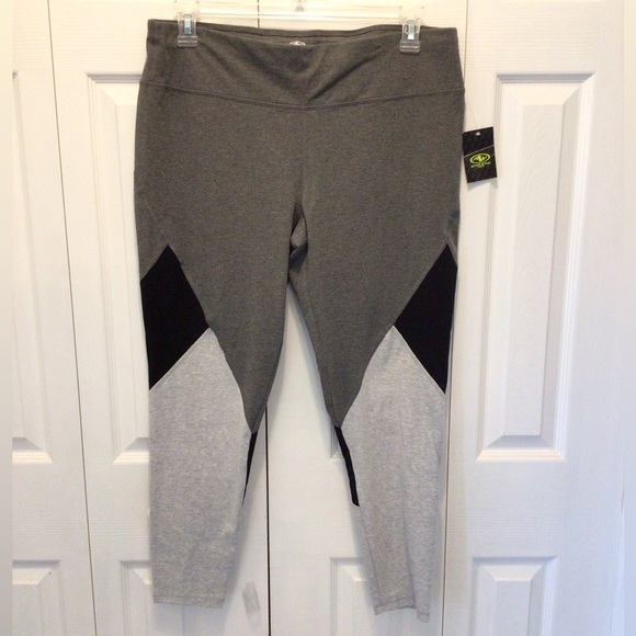 Athletic Works Womens Gray Colorblock Work Out Ankle Leggings Size XXL (20) - Picture 1 of 4